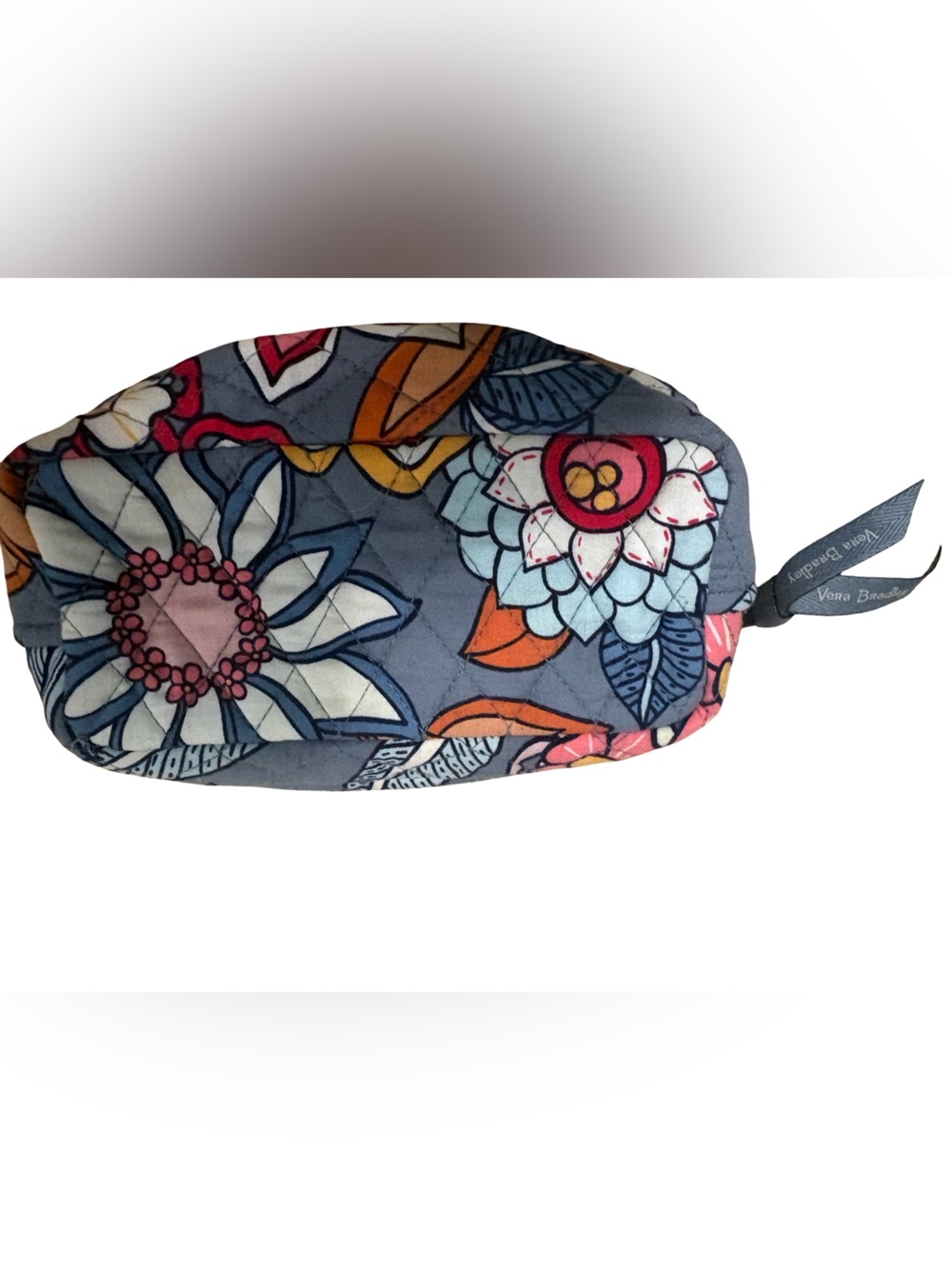 Vera Bradley Quilted Floral Make-Up Pouch - Navy, Pink & Yellow Accents - Picture 4 of 6